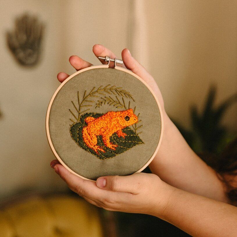 Embroidery Kit Solstice Handmade Golden Toad