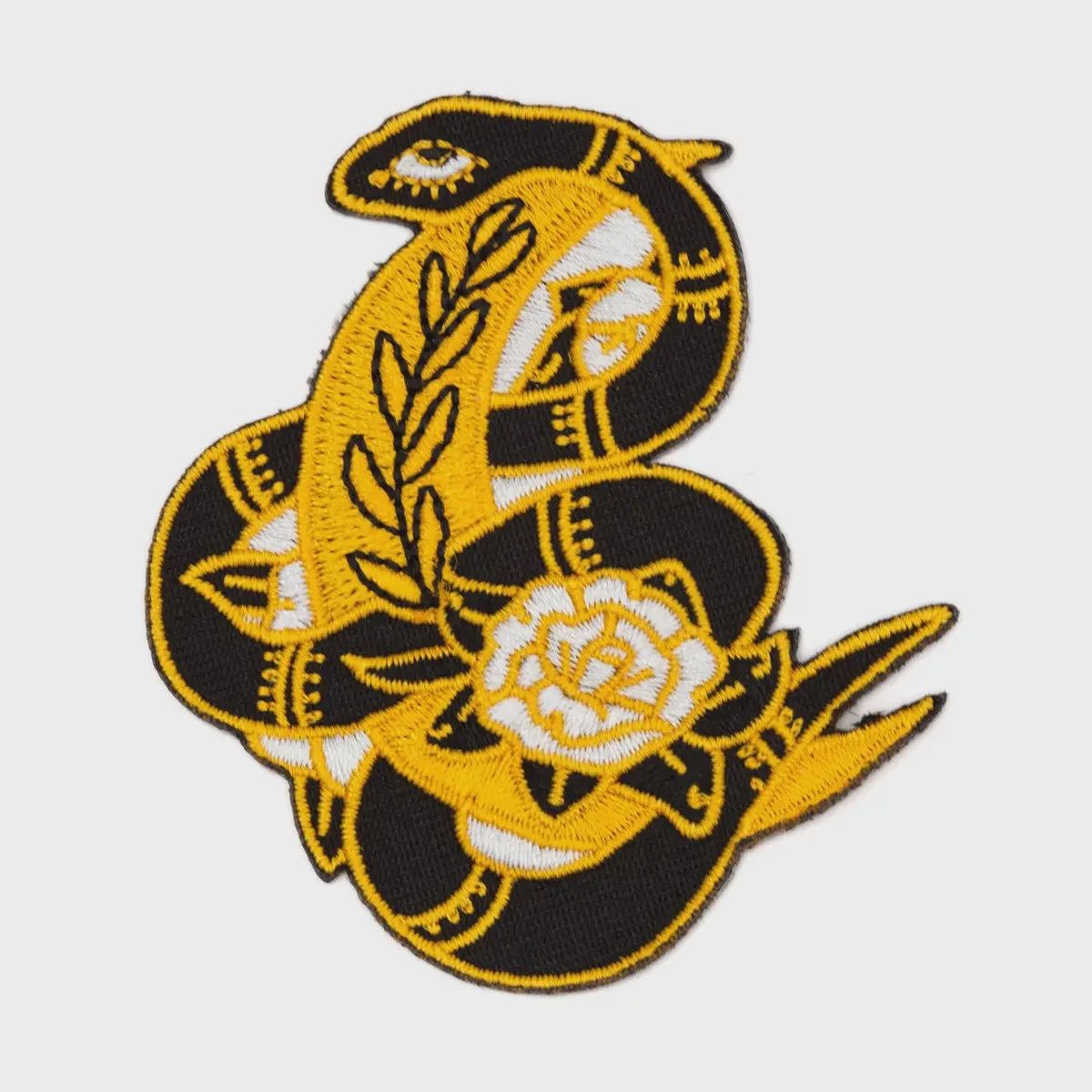 Floral Crescent Moon Snake Embroidered Patch These Are Things