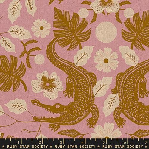 Florida 2 Gator Damask Linen Blend Canvas - Lavender