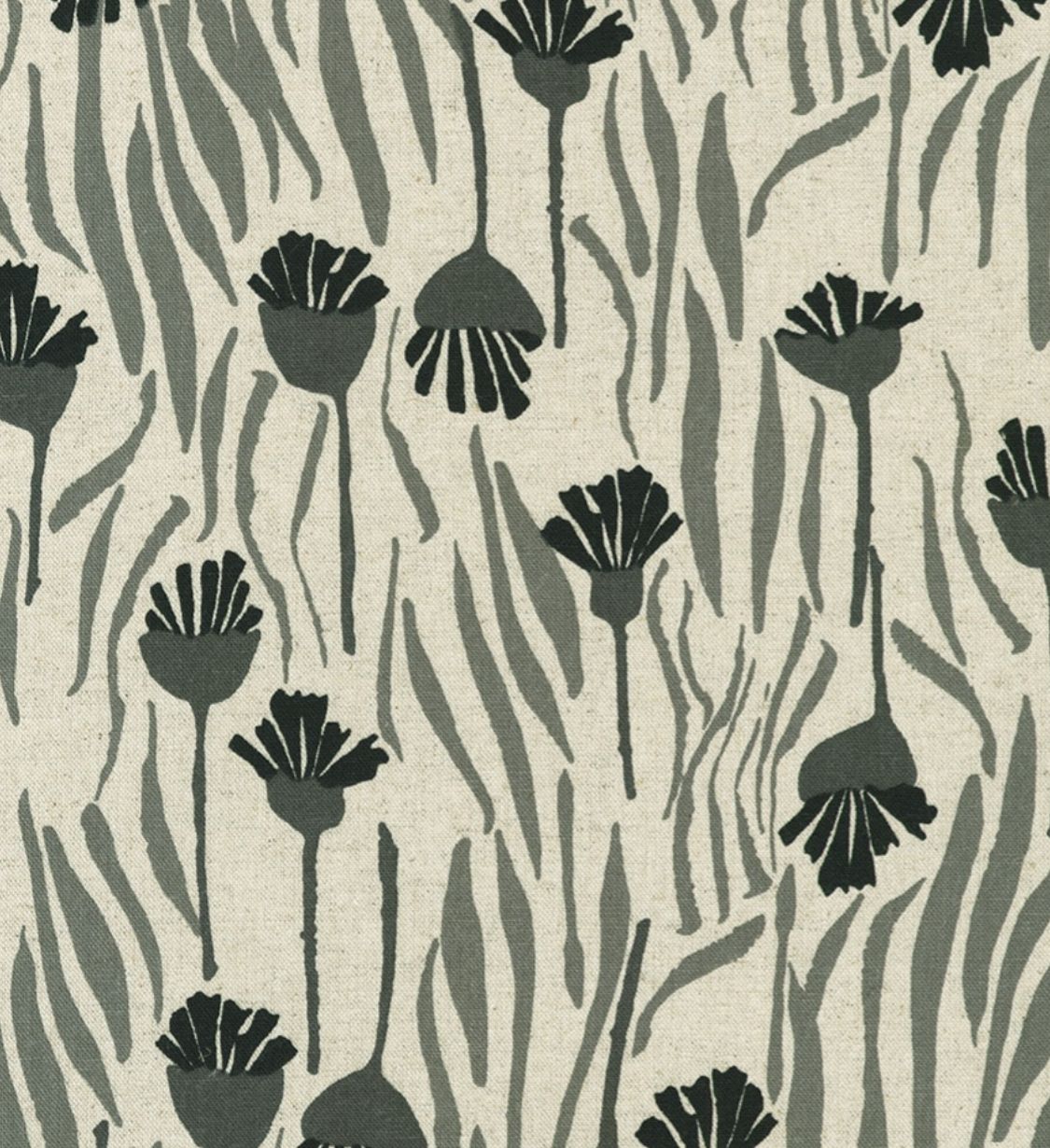 Flowers in Natural Orchard Run Cotton Flax Canvas Anna Graham