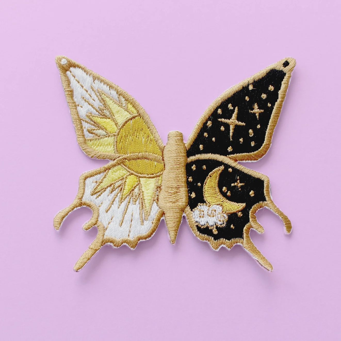 Butterfly Day and Night Embroidered Patch Glitter Punk