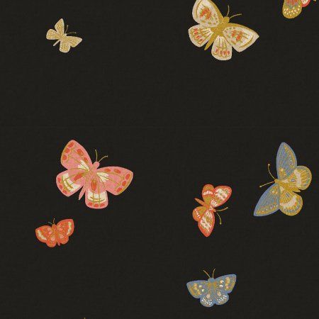 Butterfly House Black Metallic Canvas English Rose Rifle Paper Co