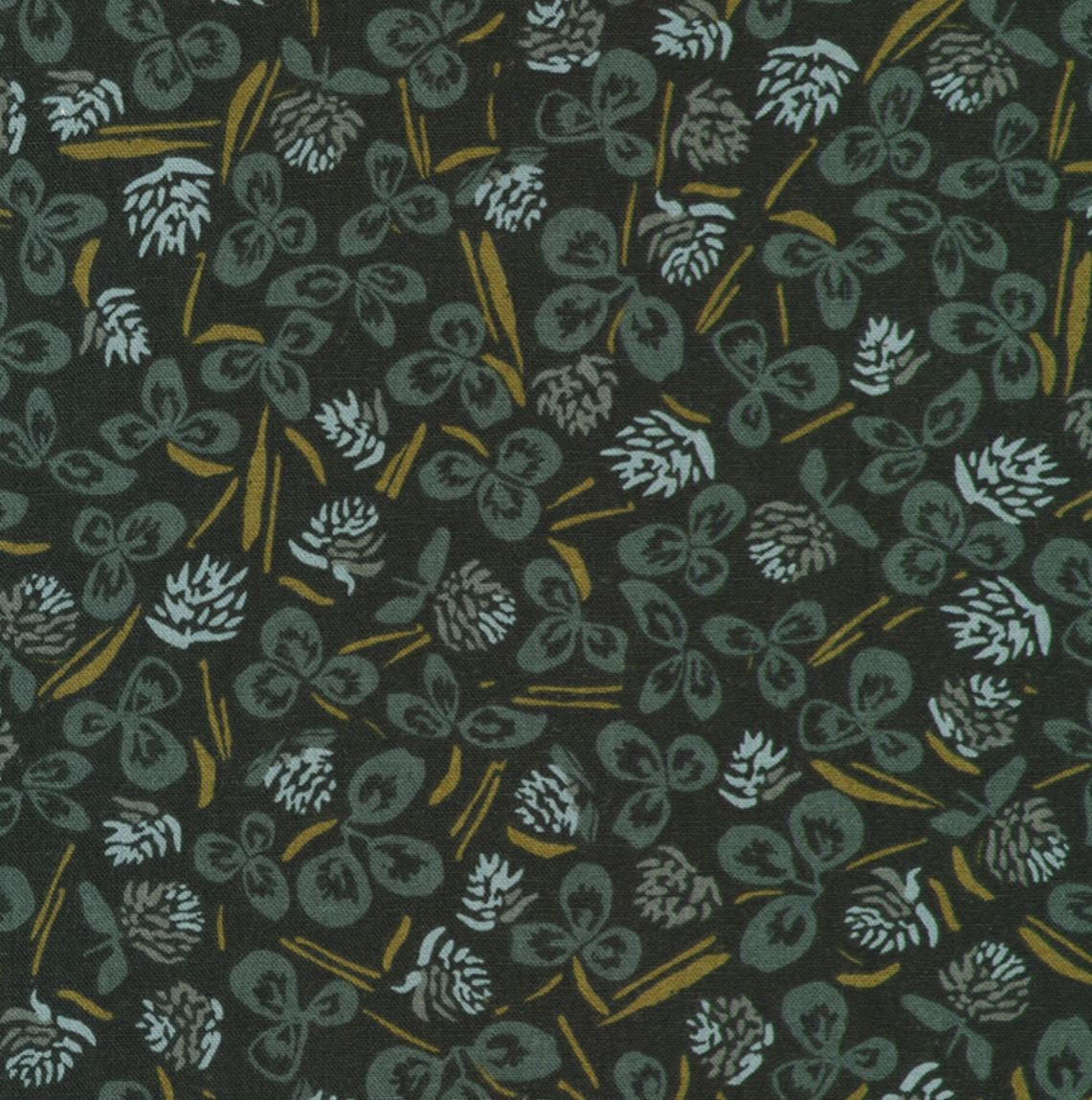 Clover in Pepper Orchard Run Cotton Flax Canvas Anna Graham - 1 5/8 Yard Remnant