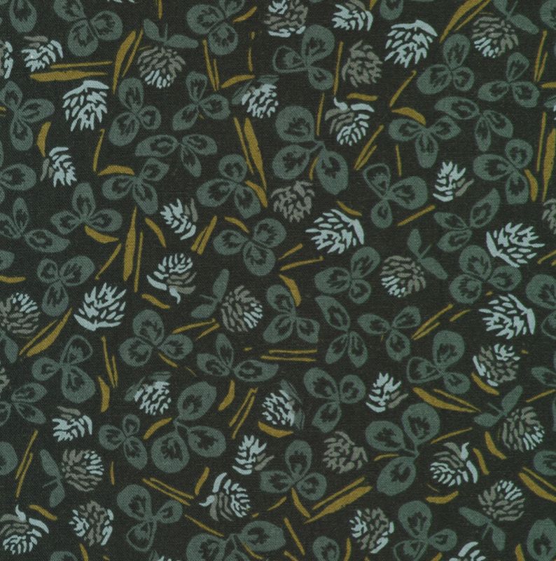 Clover in Pepper Orchard Run Cotton Flax Canvas Anna Graham - 1 5/8 Yard Remnant