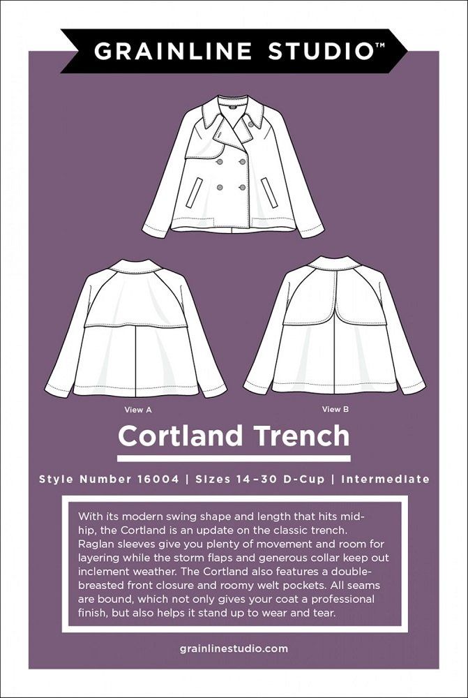 Cortland Trench Size 14-30 - Grainline Studio