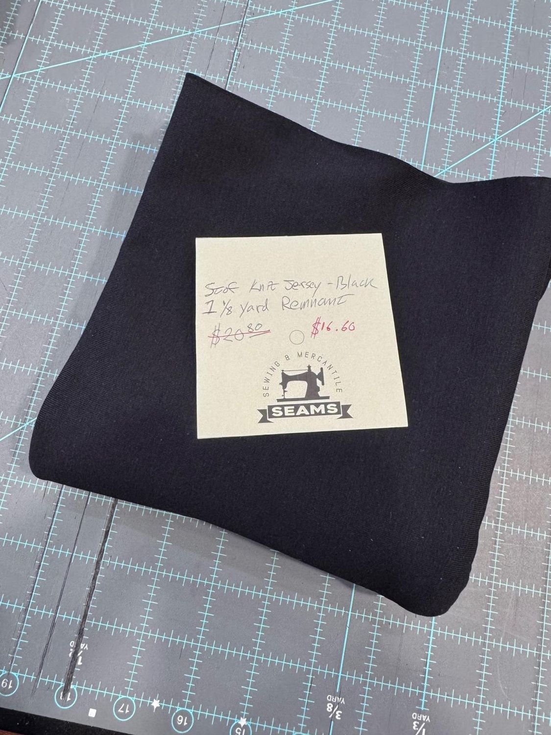 Cotton Jersey Knit Black - Stof Fabrics - 1 1/8 Yard Remnant