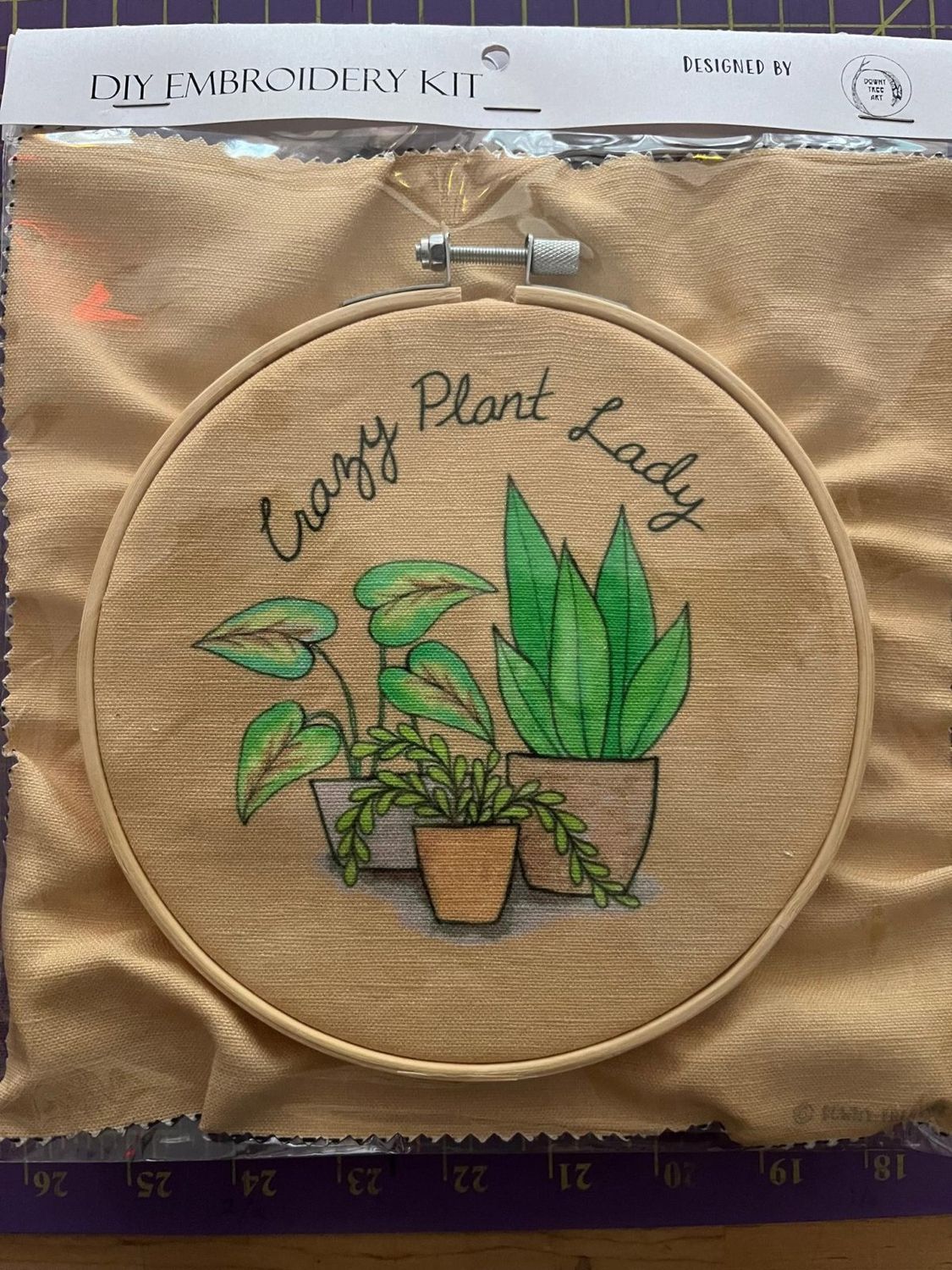 DIY Embroidery Kit - Crazy Plant Lady - Downy Tree Art