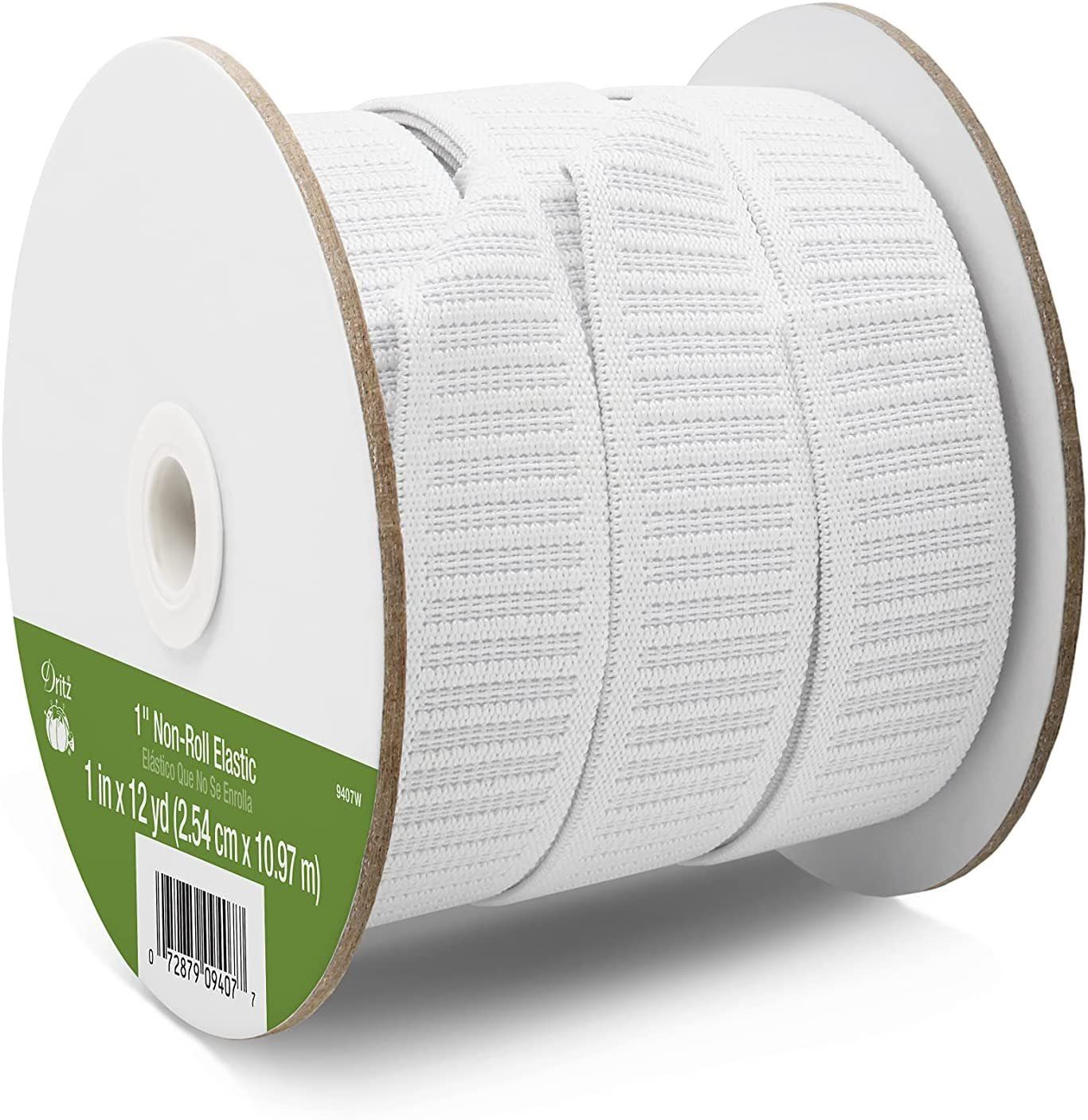 Elastic white non-roll 1" wide by the Yard