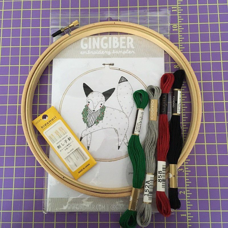 Embroidery Kit - Holiday Merriment - Fox Complete Kit