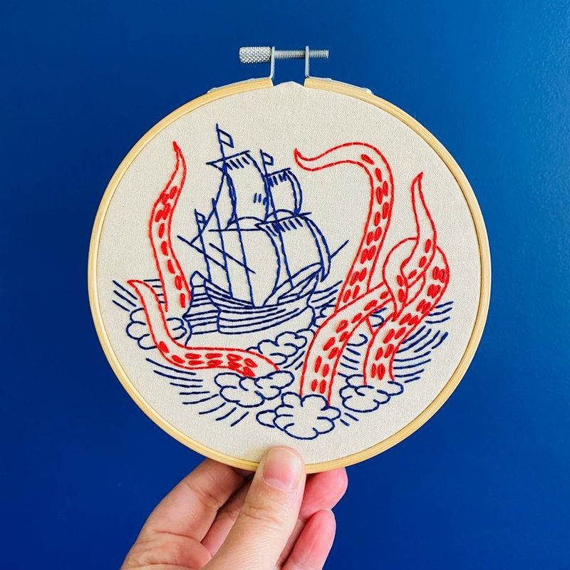 Embroidery Kit - Release the Kraken - Hook Line &amp; Tinker