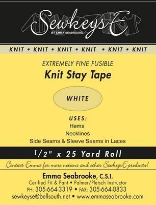 Fusible Knit Stay Tape 1/2" White