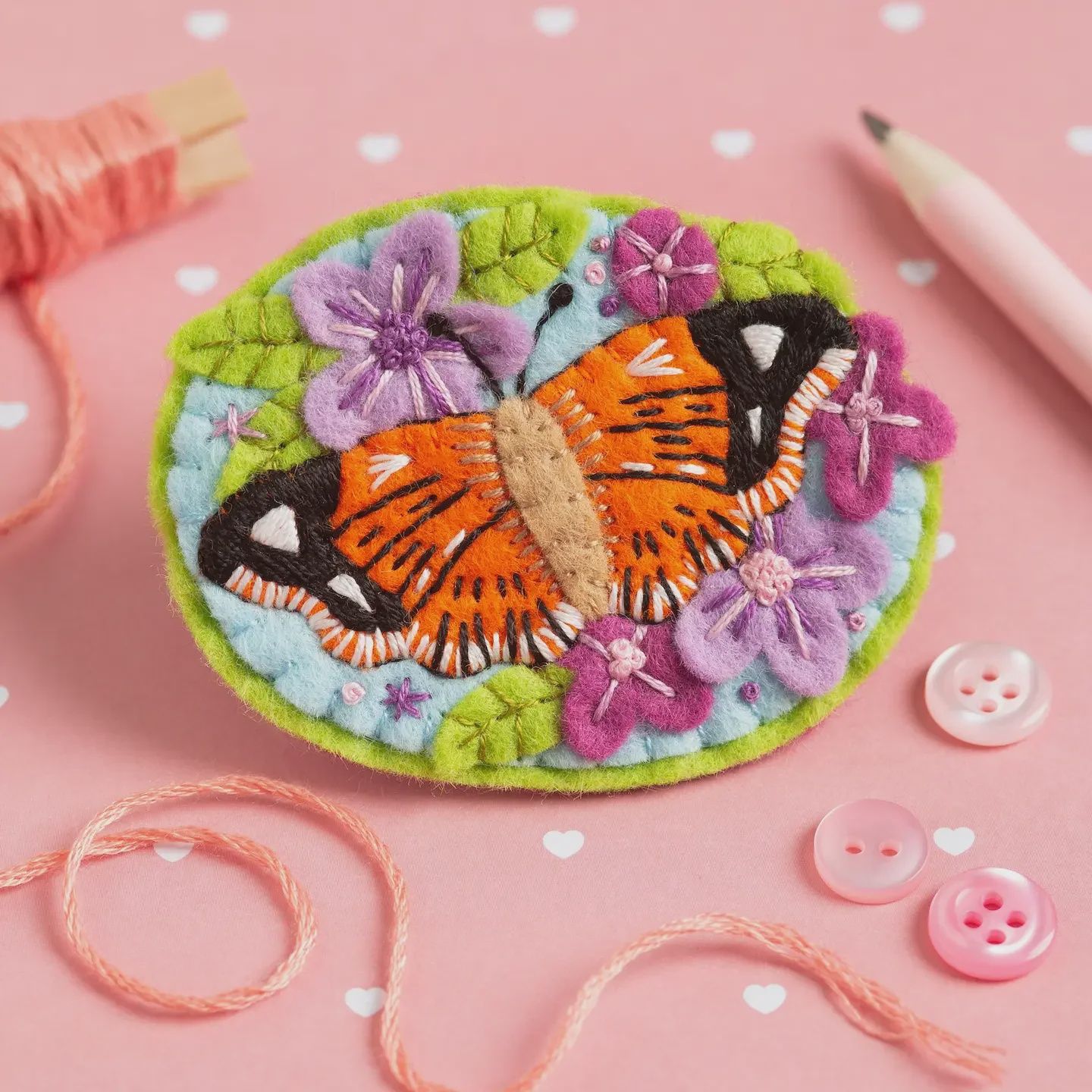 Butterfly Brooch Felt Embroidery Kit Hawthorne Handmade