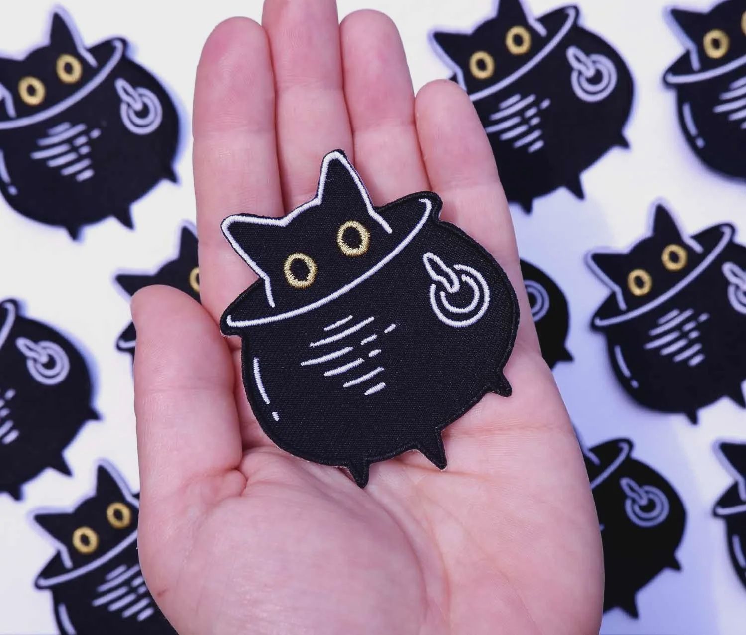 Cauldron Cat Embroidered Patch Cat Coven