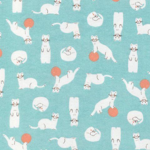 CLEARANCE! Winter Forest Cotton Flannel - Stoats Turquoise