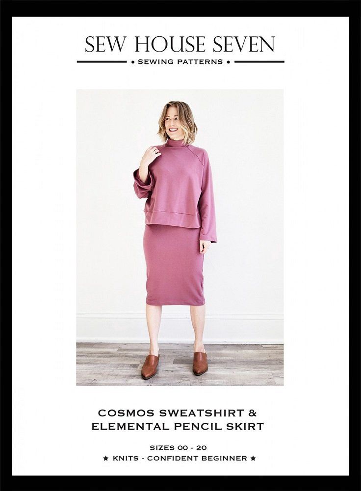Cosmos Sweatshirt &amp; Elemental Knit Pencil Skirt - Sizes 0-20 - Sew House Seven