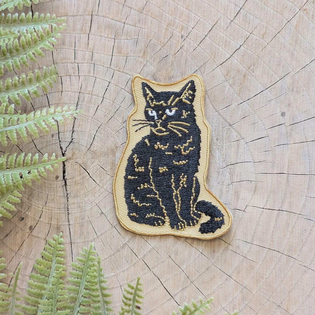 Disappointed Black Cat Embroidered Patch ilikesara
