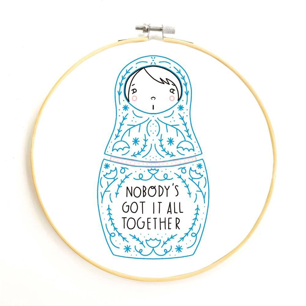 Embroidery Complete Kit Gingiber - Nobody's Got It All Together