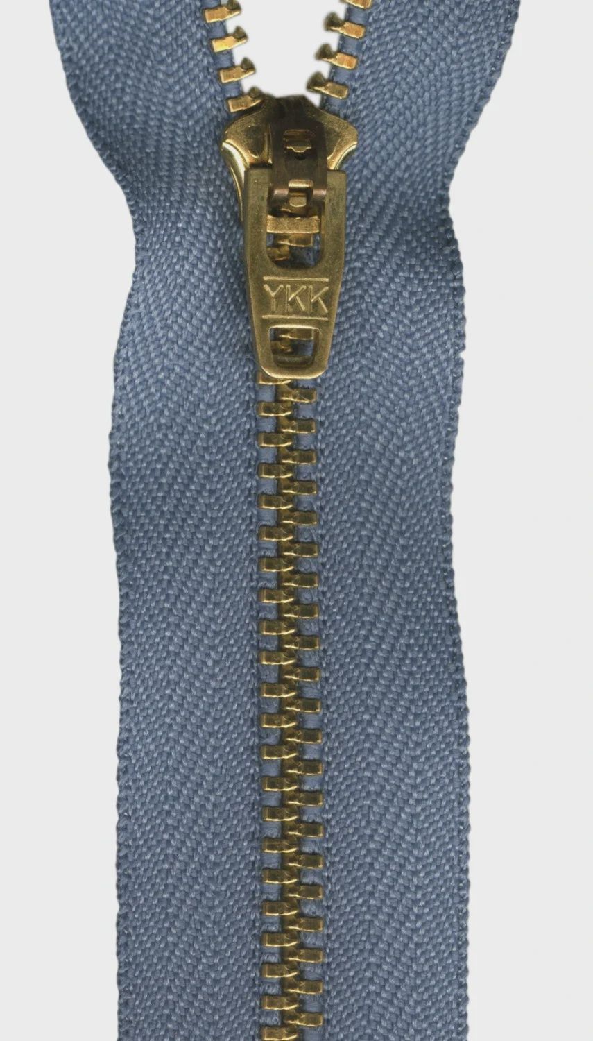 Faded Blue  Metal Jean Zip 5in