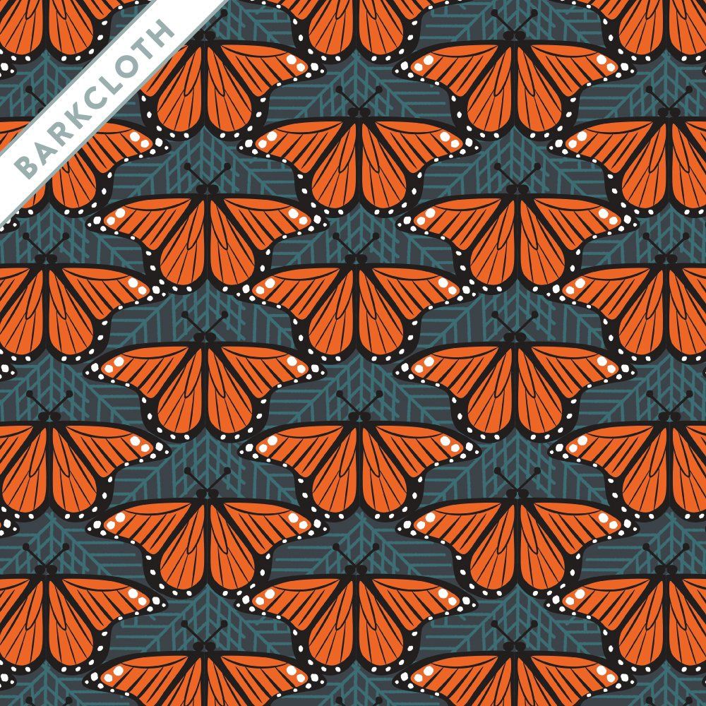 Charley Harper Monarch Butterflies - Organic Cotton Barkcloth