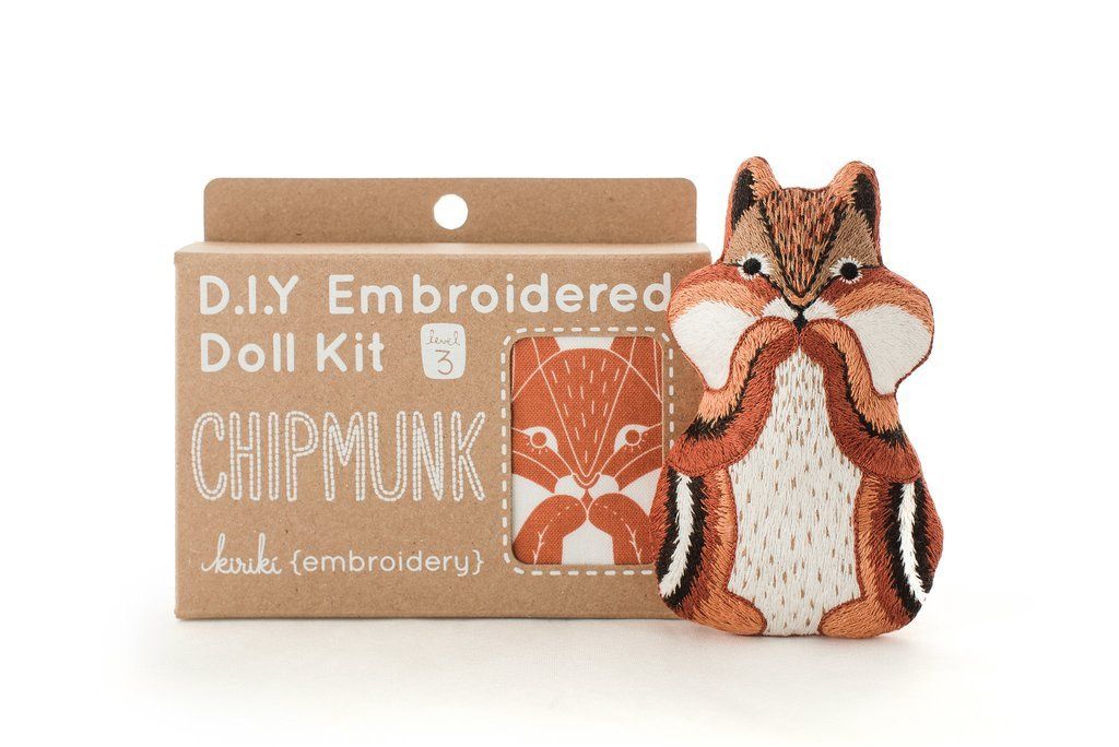 Chipmunk Embroidery Doll-Maker Kit - Kiriki Press