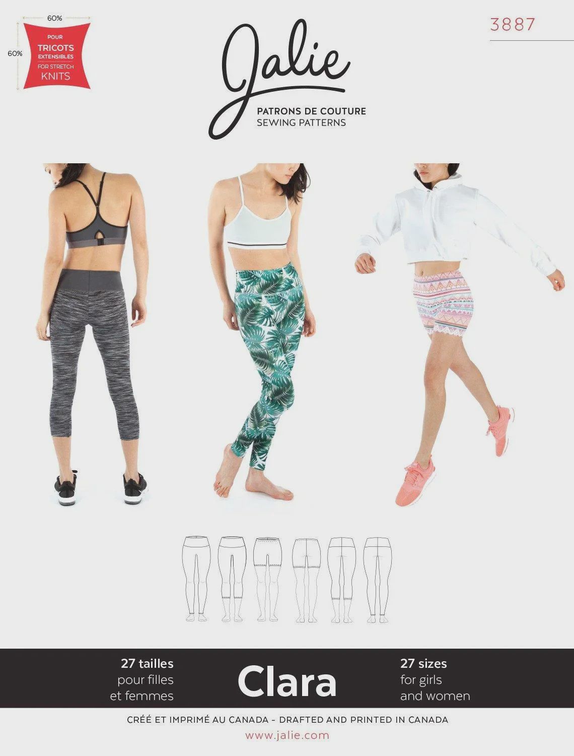 Clara High Waisted Leggings Pattern 27 Sizes Jalie Patterns