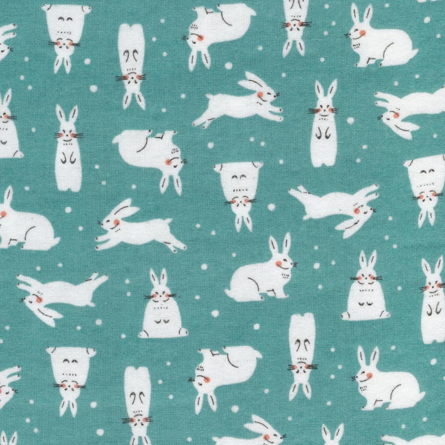 CLEARANCE! Winter Forest - Snowhares Turquoise Cotton Flannel