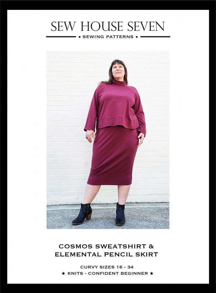 Cosmos Sweatshirt &amp; Elemental Knit Pencil Skirt - Sizes 16-34 - Sew House Seven