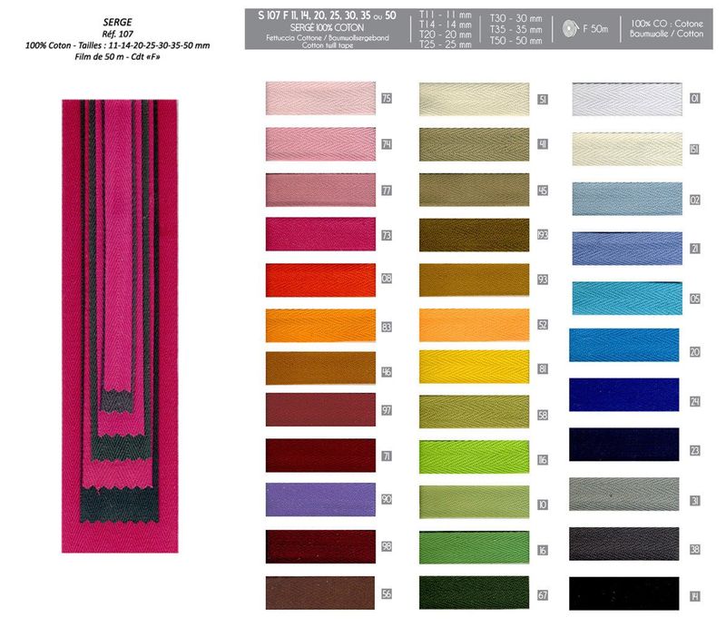 Cotton Twill Tape - 11mm (Assorted Colors)