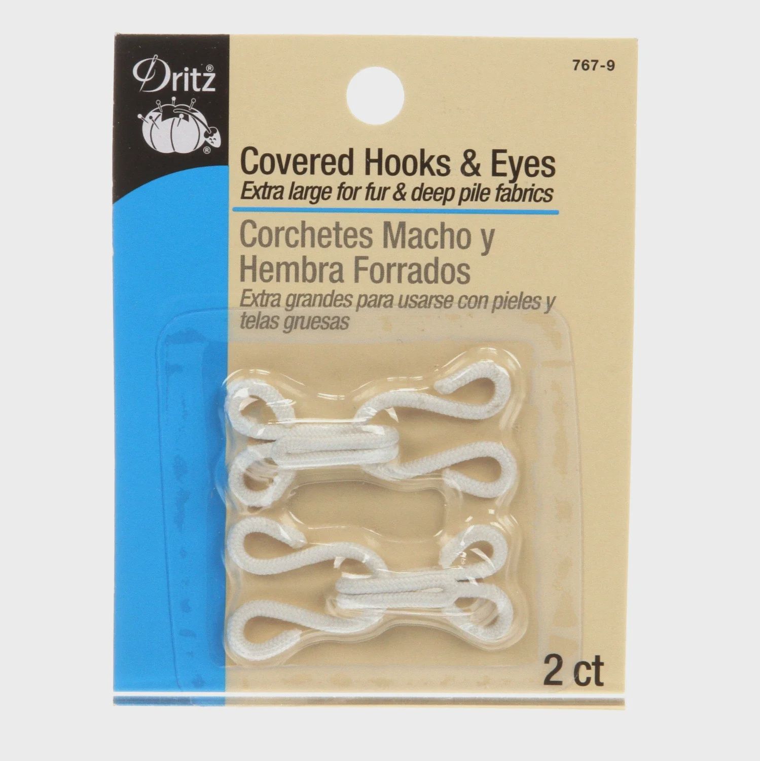 Covered Hooks and Eyes Extra Large White 2 sets