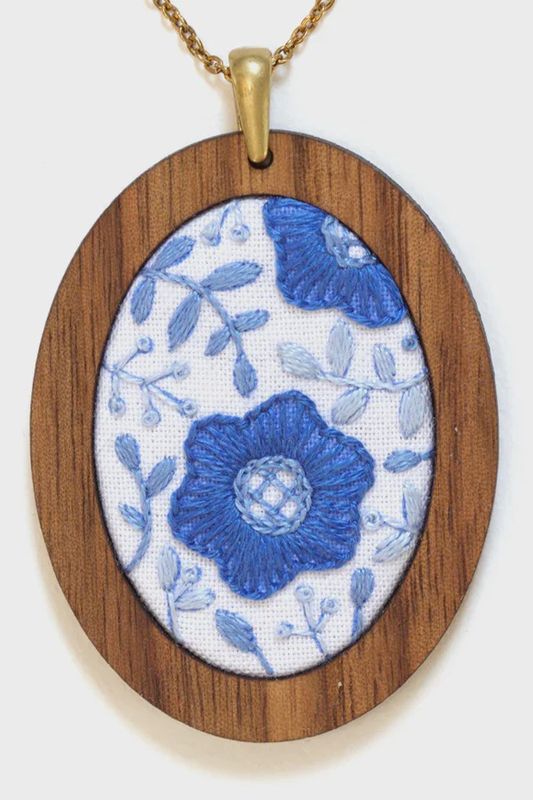 Delft Daisy Embroidered Pendant Kit Kiriki Press