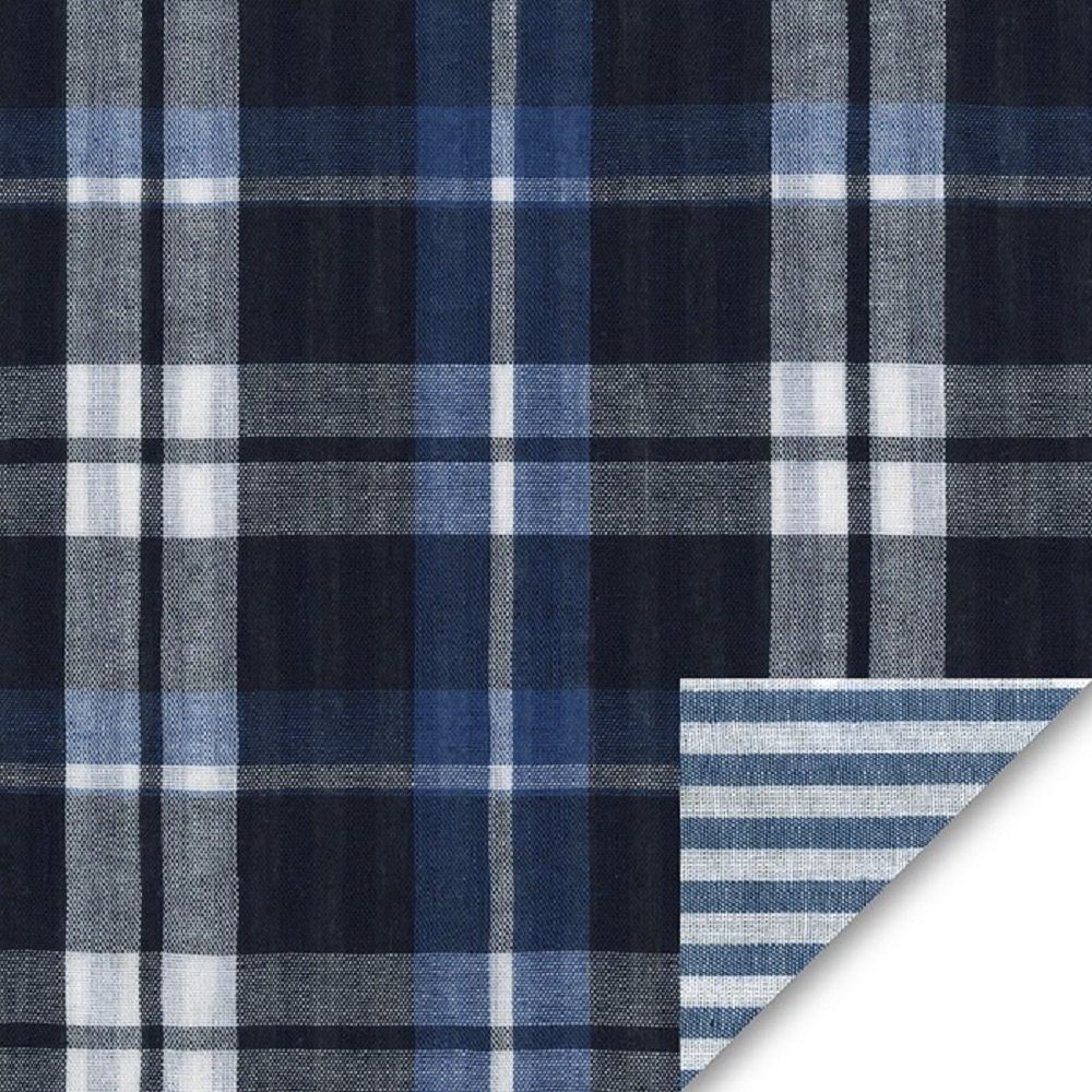 Denim Junction Yarn-Dyed Washed Plaid - Indigo Reversible Stripes