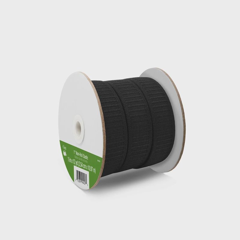Elastic Black non-roll 1" wide by the Yard