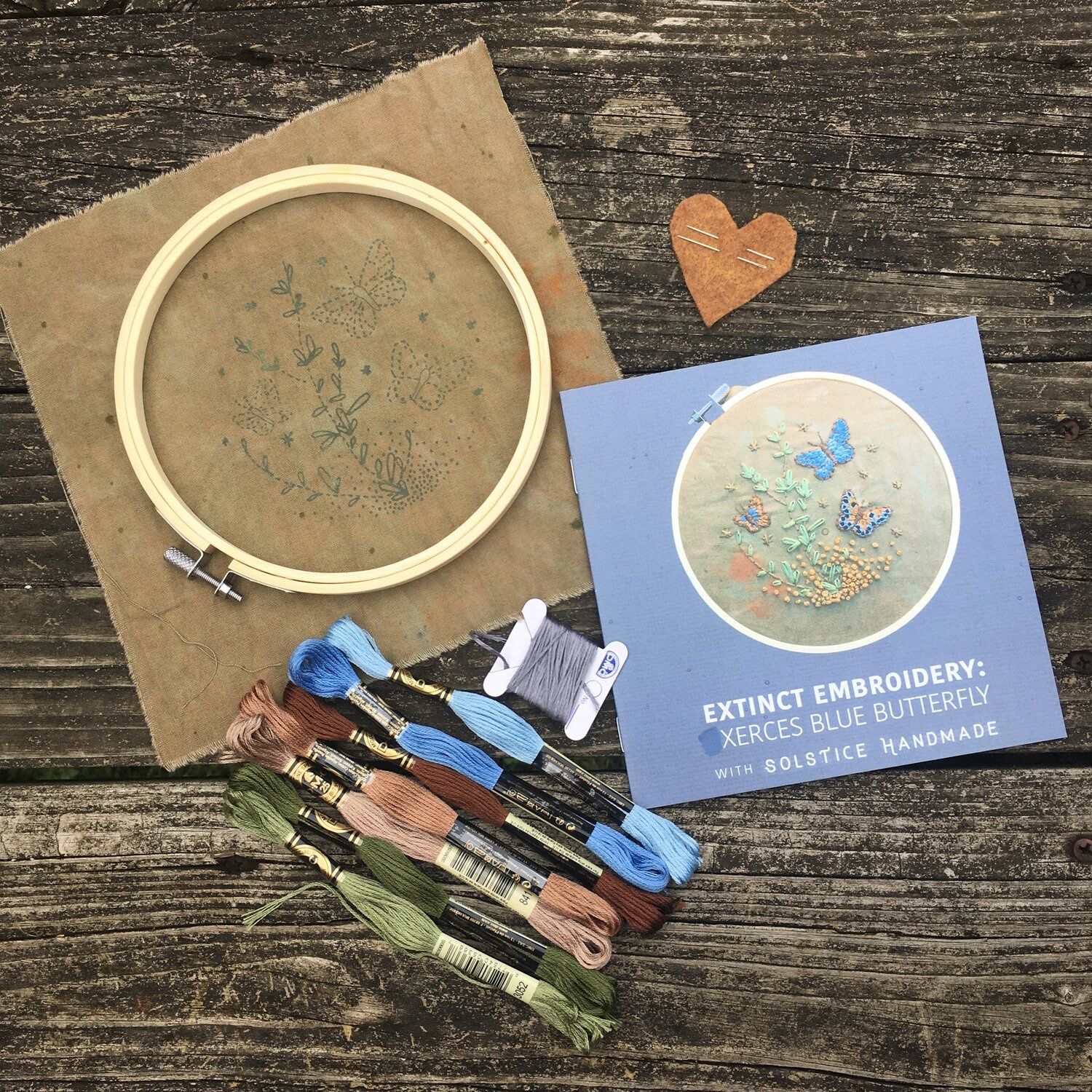 Embroidery Kit Solstice Handmade Xerces Blue Butterfly