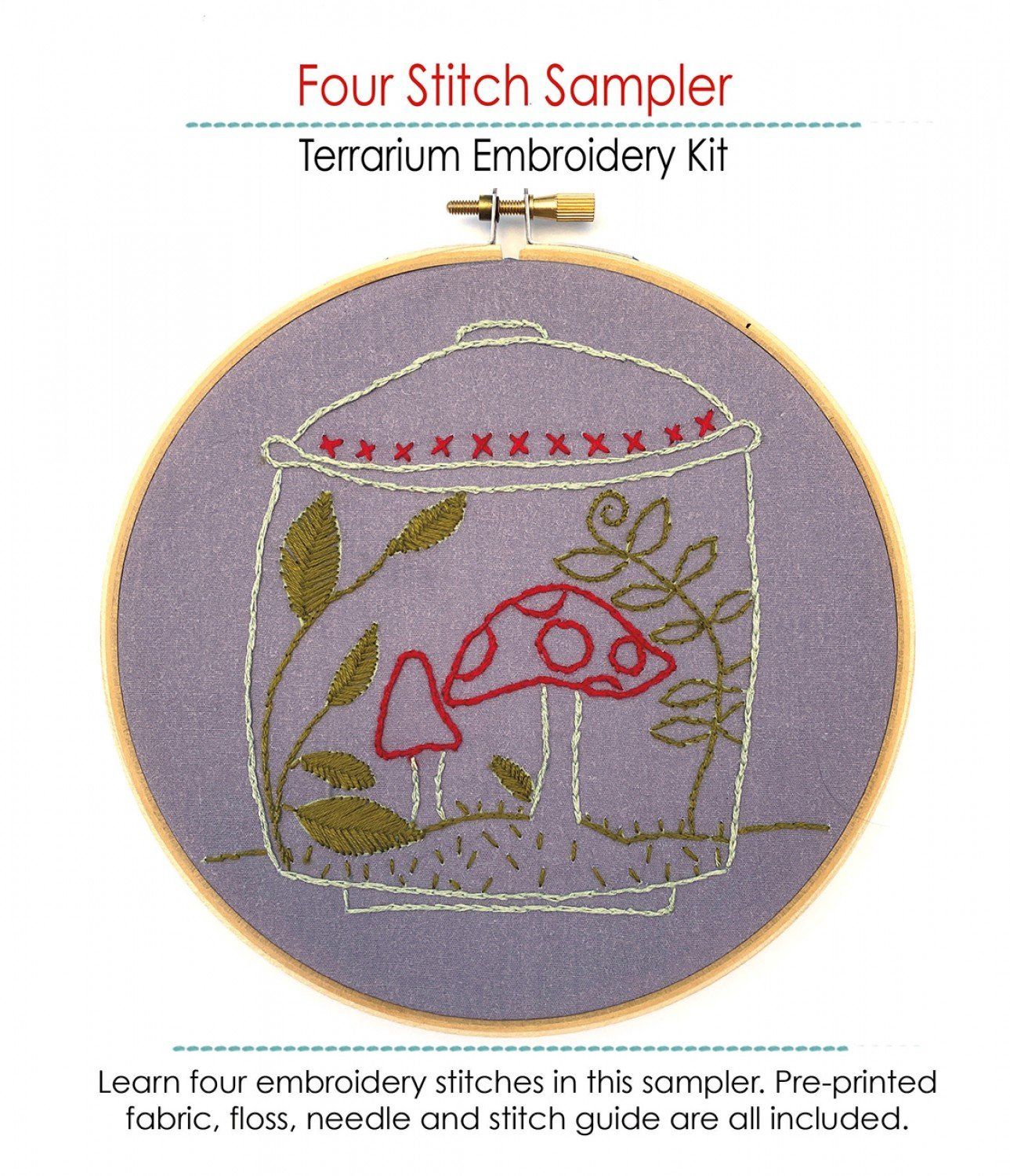 Embroidery Kit Terrarium Four Stitch Sampler