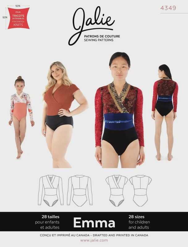 Emma Surplice Neck Leotard Pattern Kids to Adult 2x - Jalie Patterns