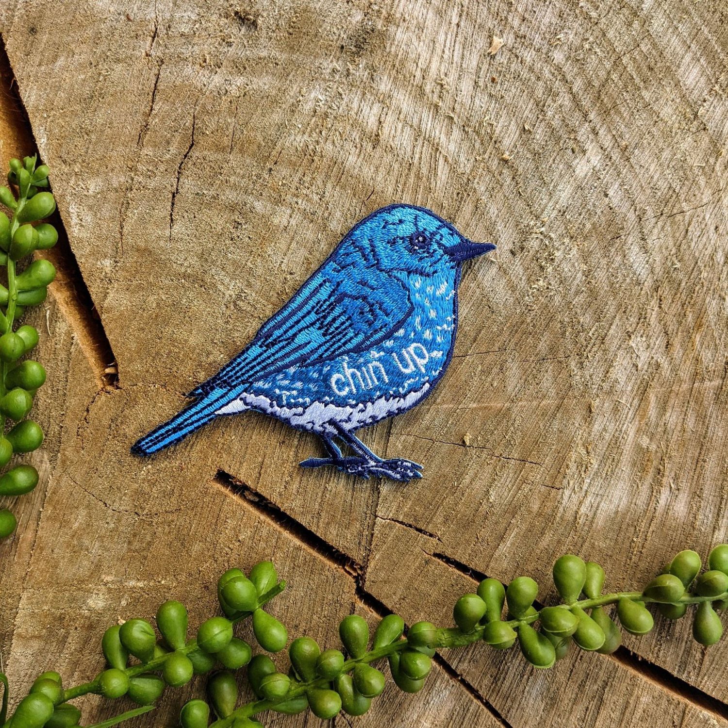 Chin Up Bluebird Embroidered Patch ilikesara
