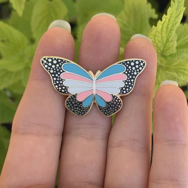 CLEARANCE! Trans Pride Butterfly Enamel Pin 25% to Charity