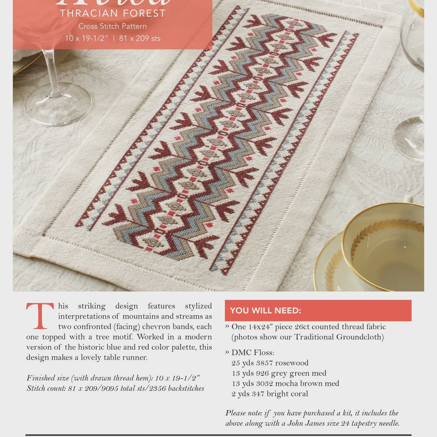 Cross Stitch Kit Thracian Forest Table Runner