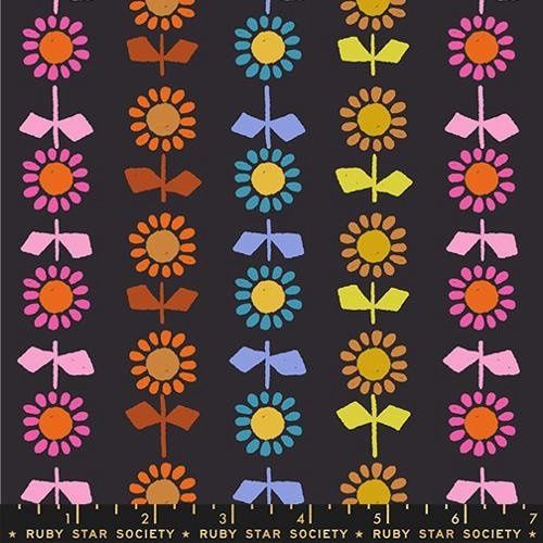 Daisy Stripe Canvas in Black Catnap Ruby Star Society