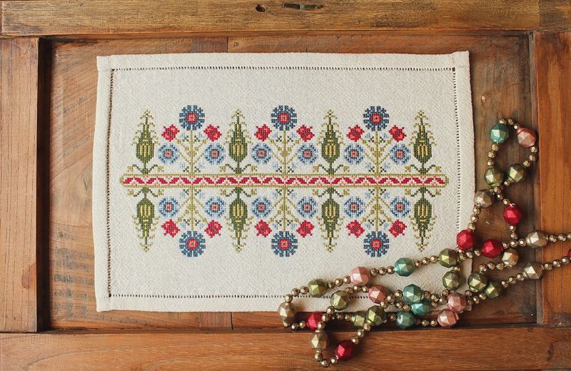 Delphian Cornflower Cross Stitch Kit Avlea Folk Embroidery