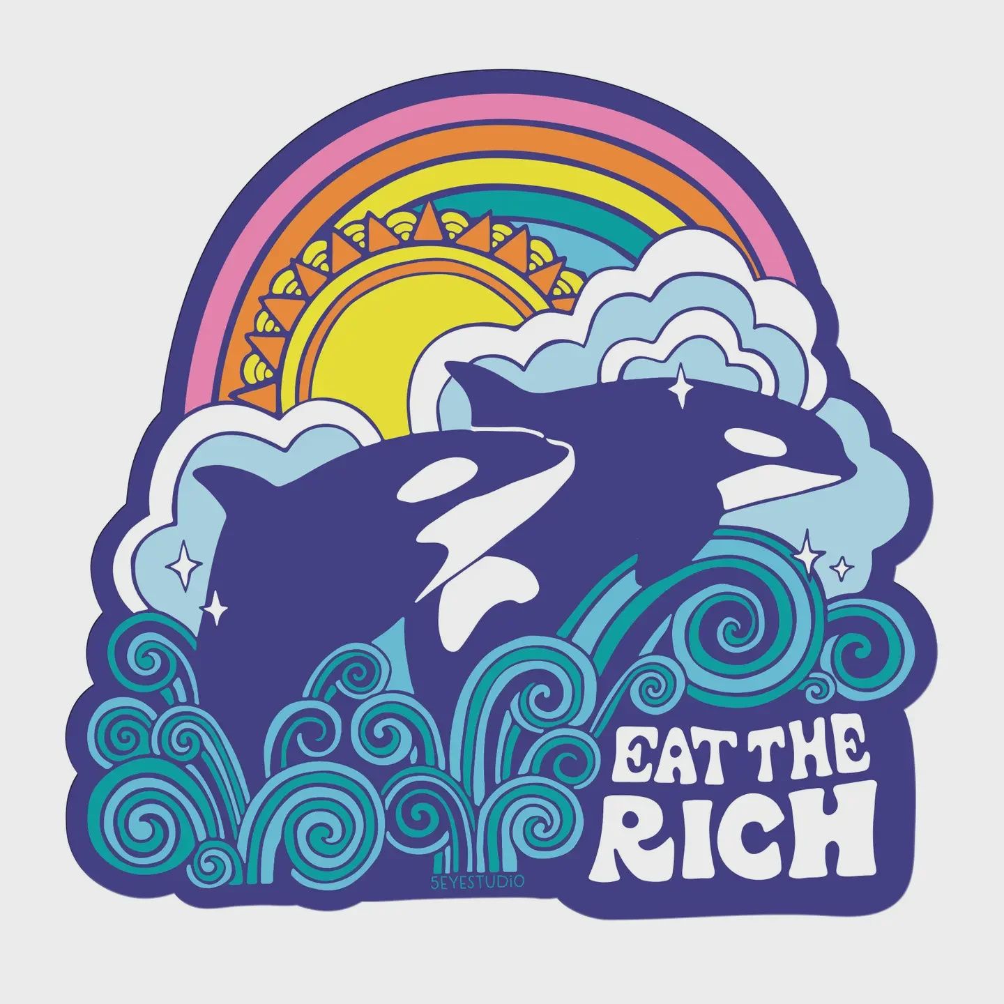 Eat The Rich Orcas Vinyl Sticker 5 Eye Studio