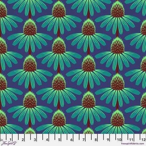Echinacea Sea Cotton Lawn Free Spirit Fabrics