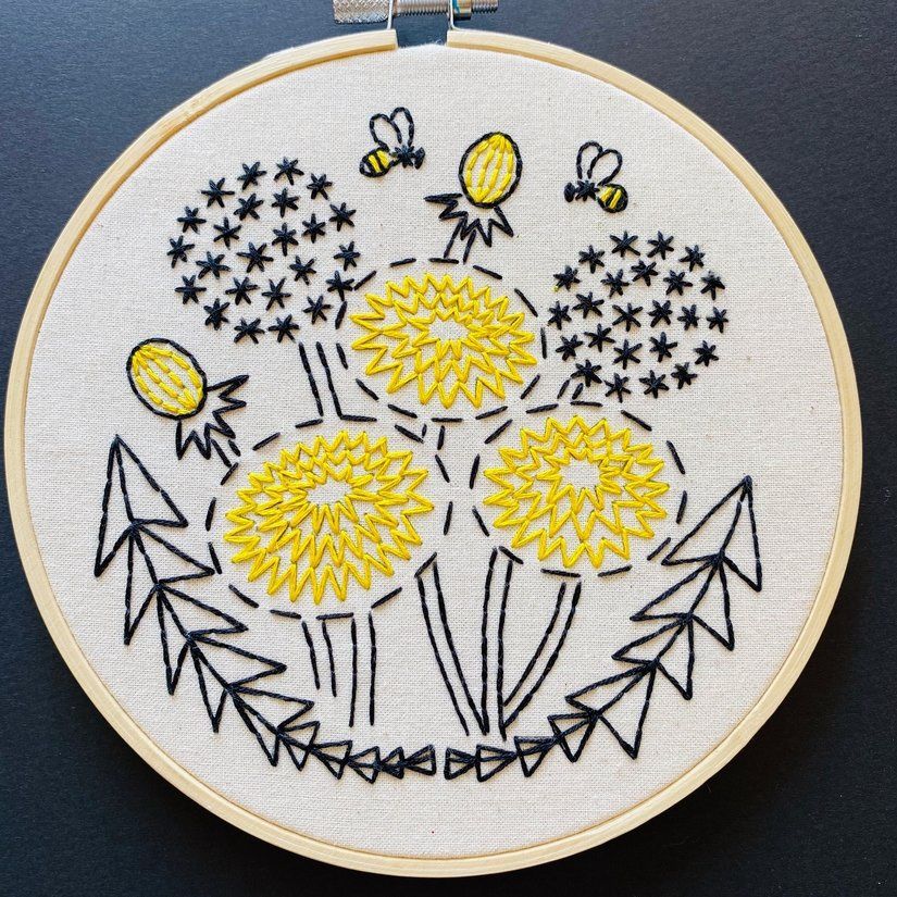 Embroidery Kit - Bee Kind Dandelion - Hook Line &amp; Tinker
