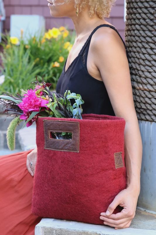 Felt and Leather Tote Bag (Assorted Designs) Fibers of Life