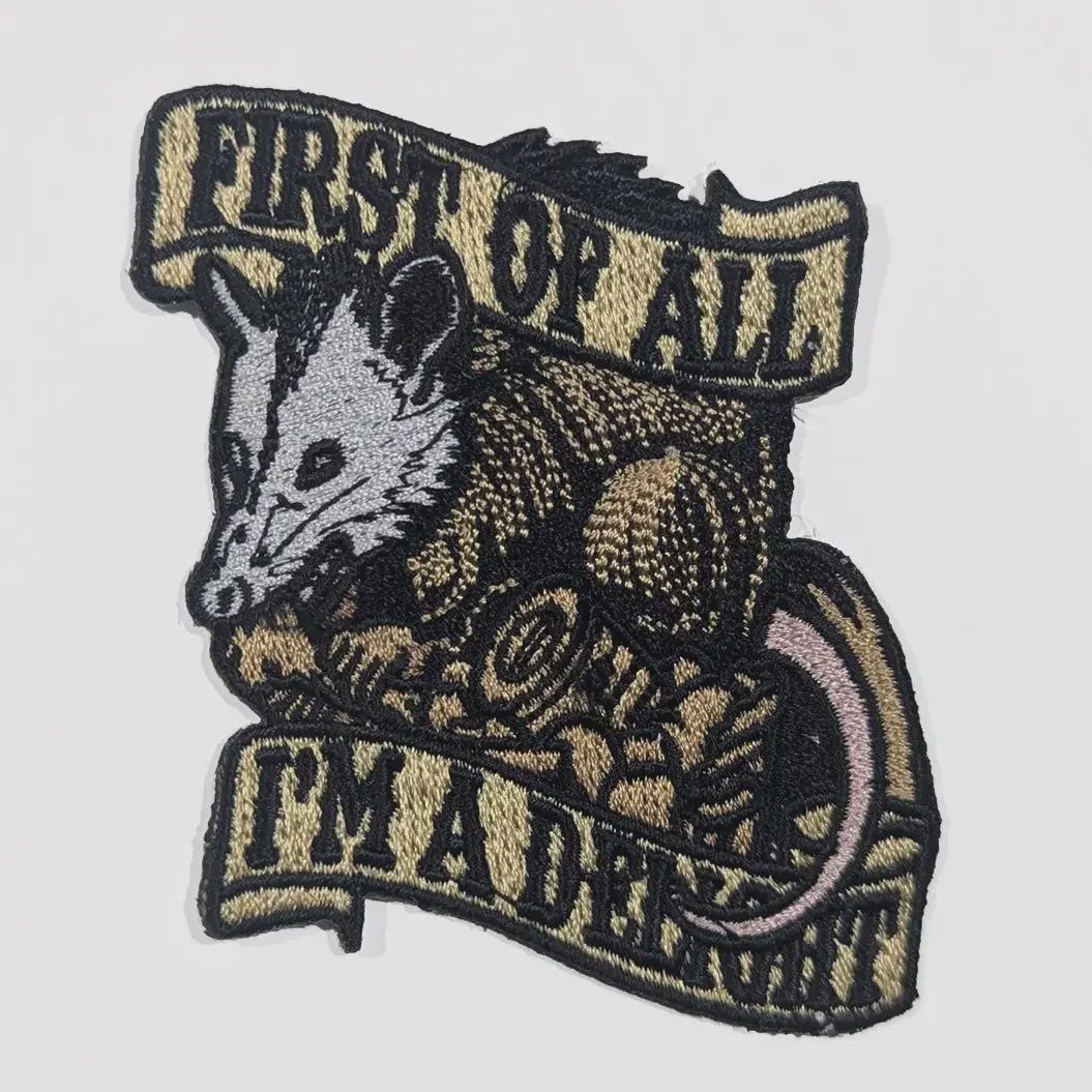 First of All Possum Embroidered Patch Shady Front