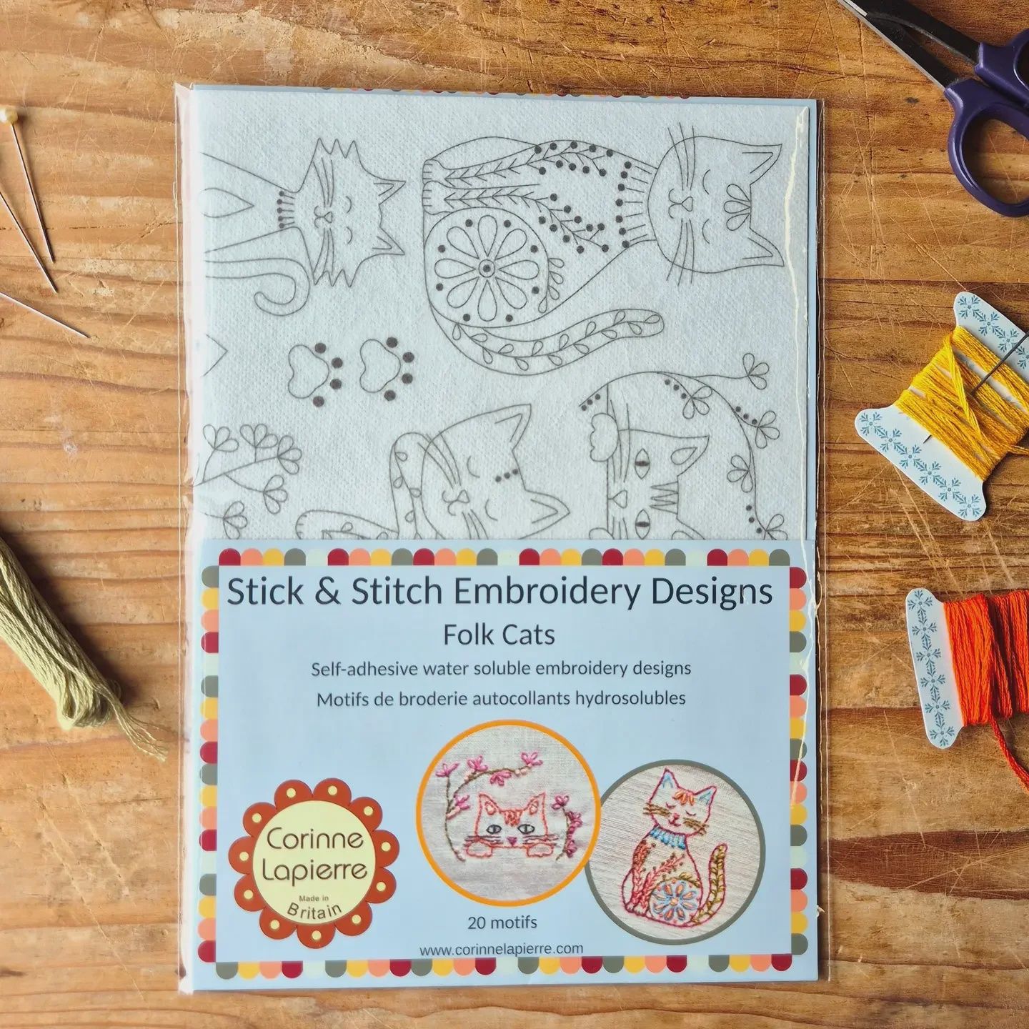 Folk Cats Stick &amp; Stitch Embroidery Designs Corinne Lapierre
