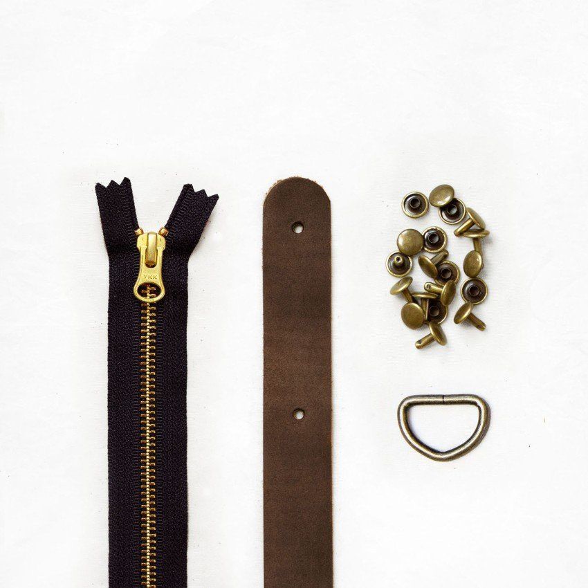 Fremont Tote Leather + Hardware Kit Brown Leather + Antique Brass Hardware - Klum House