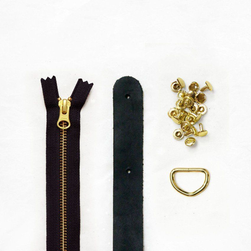 Fremont Tote Leather + Hardware Kit Black Leather + Brass Hardware - Klum House