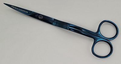 French European Double Angled 6" Scissor Tungsten Blue