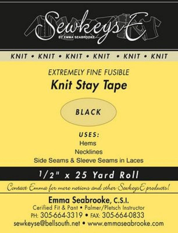 Fusible KNIT Extremely Fine Stay Tape - 1/2" Black